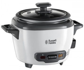 Russell Hobbs Рисоварка, 200Вт, чаша-0,7л, механічне керування, знімна кришка, нерж. сталь, чорно-біла 27020-56 фото