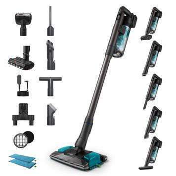 Philips Пилосос безпровідний Complete Series 8000, вологе прибирання, конт пил -0.6л, автон. робота до 80хв, чорно-блакитний XC8157/01 фото