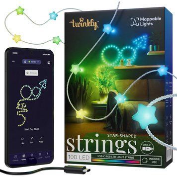 Twinkly Гірлянда Smart LED Twinkly Strings Star RGB 100 IP20 6м USB-C кабель прозорий без БЖ TWKS100RGB-T фото