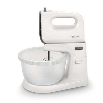 Philips Міксер стаціонарний Viva Collection 450Вт, насадки-4, чаша-пластик, 3л, біло-сірий HR3745/00 фото