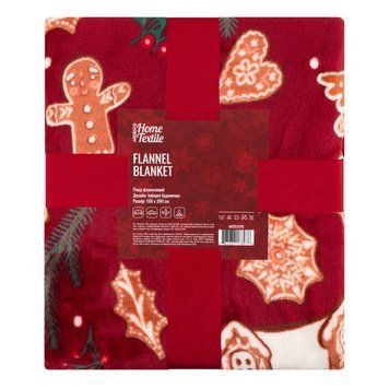ARDESTO Плед Christmas Flannel 160х200см, 100% поліестер, імбирні будиночки