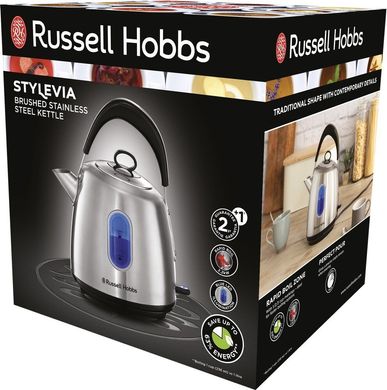 Електрочайник Russell Hobbs Stylevia, 1.5л, метал , сріблясто-чорний 28130-70 фото