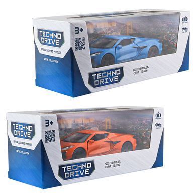Автомодель - CHEVROLET CORVETTE Z06 2023 (оранжевый, светло-голубой) 250383W фото