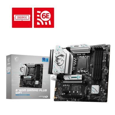 MSI Материнcька плата B760M GAMING PLUS WIFI s1700 B760 4xDDR5 HDMI DP WiFi BT mATX 911-7D99-060 фото