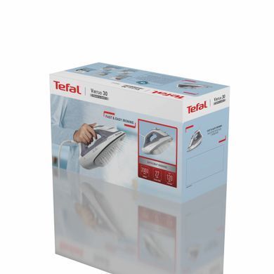 Tefal Праска Virtuo 30, 2000Вт, 240мл, паровий удар -120гр, постійна пара - 27гр, керам. підошва, біло-зелений FV2C42E0 фото