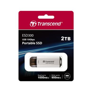 Transcend Портативний SSD 2TB USB 3.1 Gen 2 Type-C ESD300 Silver TS2TESD300S фото