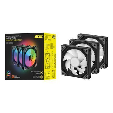 2E Gaming Комплект вентиляторов 2E GAMING Air Cool ACF120MB-ARGB, 3x120мм, 2000rpm, 4pin PWM +5VARGB, 20.5dBa, чёрный 2E-ACF120MB-ARGB фото
