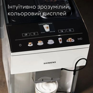 Siemens Кавомашина 1.9л, зерно + мелена, автомат.капучинатор, авторецептів - 10, білий TP515R02 фото
