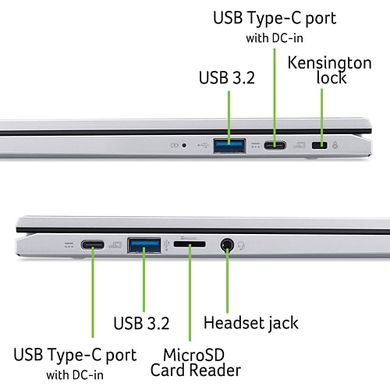 Acer Ноутбук Chromebook CB314-4H 14" FHD IPS, Intel C N100, 8GB, F128GB, UMA, ChromeOS, сріблястий NX.KNBEU.001 фото