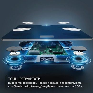Tefal Ваги Tefal підлогові Goodvibes Life+, 180кг, Bluetooth, AAAx3 в комплекті, скло, синій BM9720F0 фото