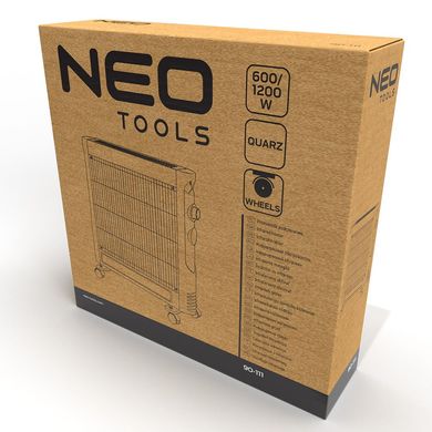 Neo Tools Обігрівач інфрачервоний, 1200Вт, кварцовий нагрів. елемент, чорний 90-111 фото