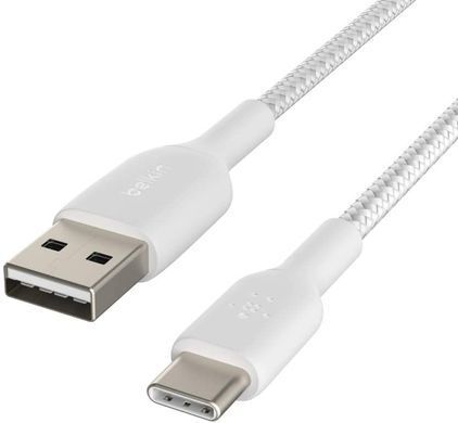 Belkin Кабель USB-A > USB-C заряджання/синхронізації 1м, 15Вт, Type-C, плетений, білий CAB002BT1MWH фото