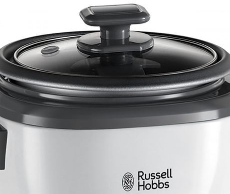 Russell Hobbs Рисоварка, 200Вт, чаша-0,7л, механічне керування, знімна кришка, нерж. сталь, чорно-біла 27020-56 фото