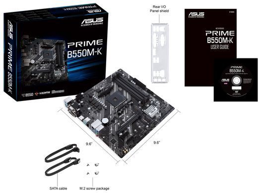 ASUS Материнcька плата PRIME B550M-K sAM4 B550 4xDDR4 M.2 HDMI DVI D-Sub mATX 90MB14V0-M0EAY0 фото