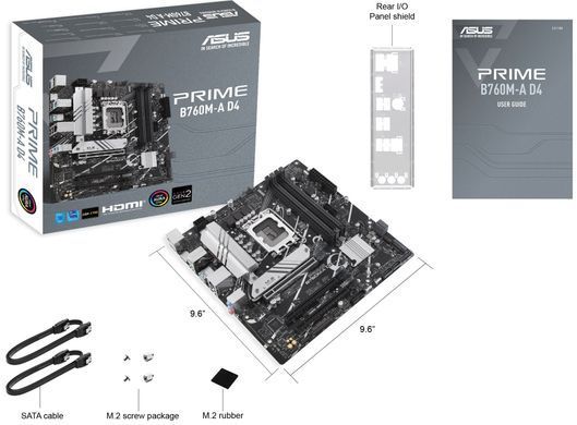 ASUS Материнcкая плата PRIME B760M-A D4-CSM s1700 B760 4xDDR4 M.2 HDMI DP mATX CSM 90MB1D00-M1EAYC фото