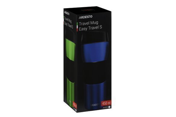 ARDESTO Термочашка Easy travel S 450 мл, нержавеющая сталь, силикон, синий AR2645STB фото