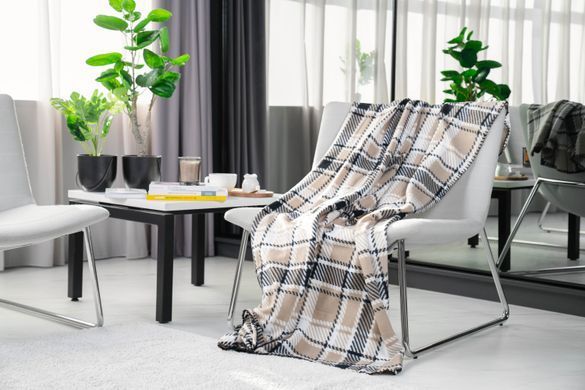 ARDESTO Плед Fleece, 130x160 см, 100% поліестер, клітинка коричнева