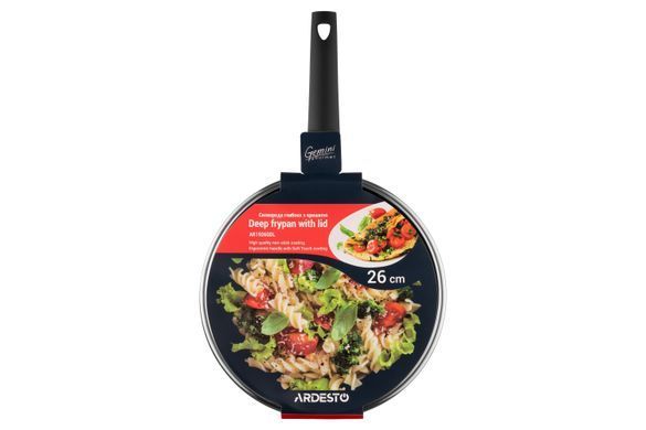 Сковорода Ardesto Gemini Gourmet Viareggio с крышкой 26 см, черный, алюминий AR1926GDL фото