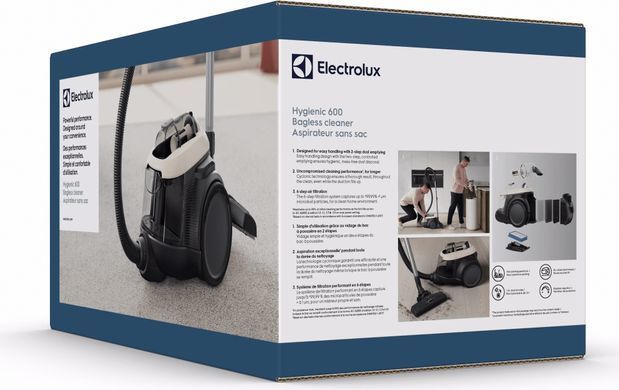 Electrolux Пылесос контейнерный, 700Вт, конт пыль -1,6л, HEPA13, 6 насадок, белый EL61H4SW фото