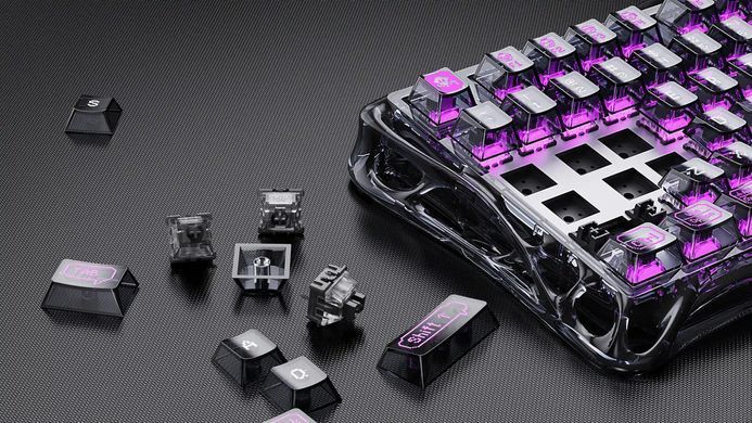 GravaStar Клавиатура механическая Mercury V75 Lite 75keys, Blackcore, USB-A, Transparent Black GSV75LITE_XTAL_BLK фото