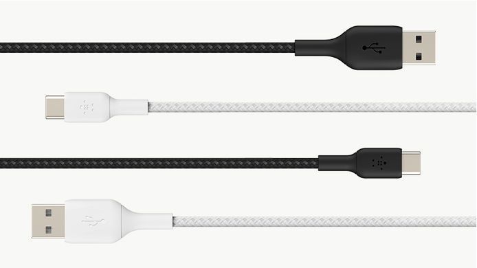 Belkin Кабель USB-A > USB-C заряджання/синхронізації 1м, 15Вт, Type-C, плетений, білий CAB002BT1MWH фото