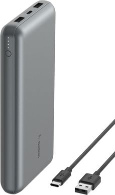 Belkin Акумулятор портативний літій-іонний Power Bank 20000мА·год, 15Вт, 2хUSB-A/USB-C, cірий BPB012BTGY фото