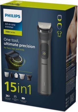 Philips Триммер Series 7000 для лица, головы, тела, акум., насадок-15, сталь, серо-черный MG7950/15 фото
