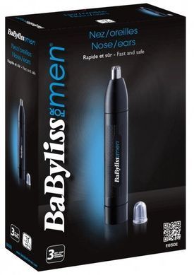 BaByliss Триммер для стрижки волос в носу и ушах, 1 насадка, черный E650E фото