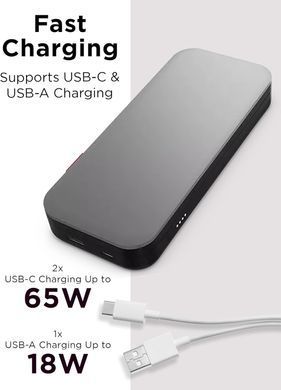 Lenovo Портативний зарядний пристрій Power Bank 20000 mAh, Go USB-C Laptop, Thunder Black 40ALLG2WWW фото