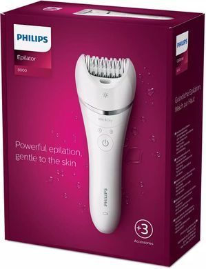 Philips Эпилятор 8000 series дисковый, аккумул., пинцет.-32, влаж.+сух., с подсветкой, насадок-2, белый BRE700/00 фото