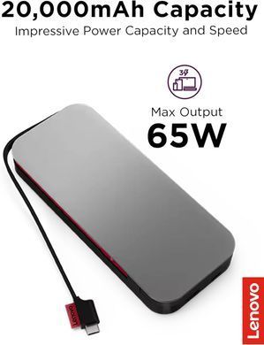 Lenovo Портативний зарядний пристрій Power Bank 20000 mAh, Go USB-C Laptop, Thunder Black 40ALLG2WWW фото