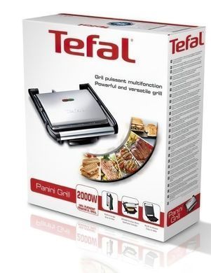 Tefal Гриль прижимной PaniniGrill 2000Вт, темп. режимов-1, металл GC241D38 фото
