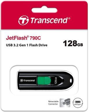 Transcend Накопичувач 64GB USB 3.2 Type-C JetFlash 790C Чорний TS128GJF790C фото