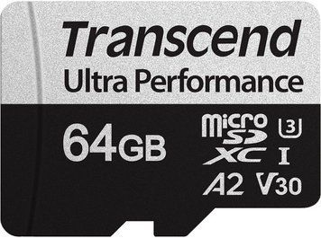 Transcend microSDXC 340S[Карта памяти microSD 64GB C10 UHS-I U3 A2 R160/W80MB/s + SD] TS64GUSD340S фото