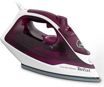 Праска Tefal Express Steam, 2400Вт, 270мл, паровий удар -160гр, постійна пара - 30гр, керам. підошва, бордовий FV2835E0 фото