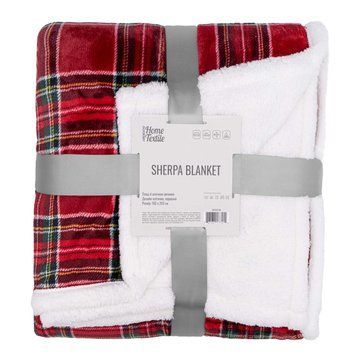 ARDESTO Плед Sherpa 160х200см, 100% поліестер, клітинка, червоний