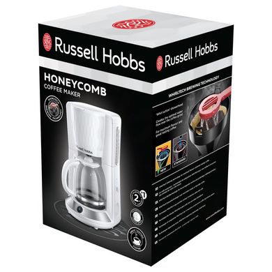 Кавоварка Russell Hobbs крапельна Honeycomb, 1,25л, мелена, білий 27010-56 фото