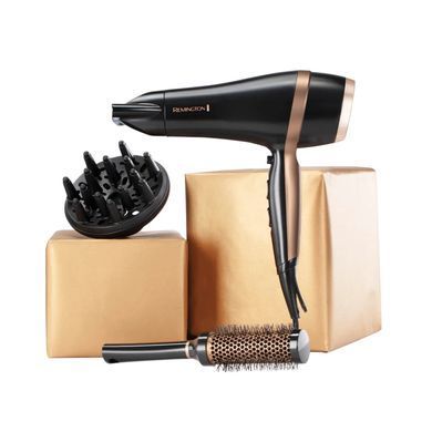 Remington Фен Salon Smooth, 2100Вт, 3 режими, дифузор,гребінець, кейс, іоніз-я, хол. обдув, , чорний D6960GP фото