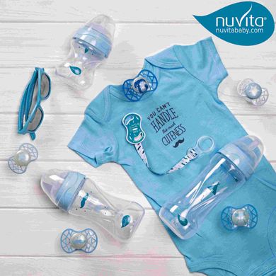 Детская бутылочка Nuvita 6051 Mimic Collection 330мл 4м+ Антиколиковая синяя NV6051AZZURO фото