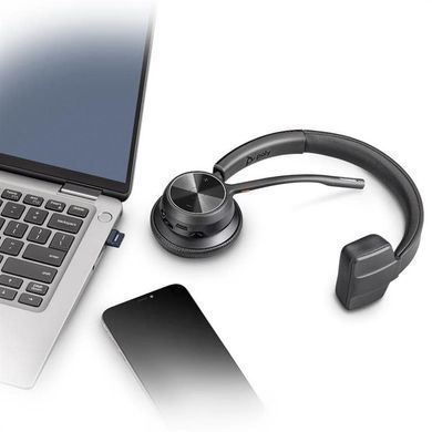 Poly Гарнитура компьютерная моно On-ear Voyager 4310-M с адаптером BT700, USB-A, Bluetooth, всенаправленный, Acoustic fence, сертификат Microsoft Teams, чёрный 77Y91AA фото