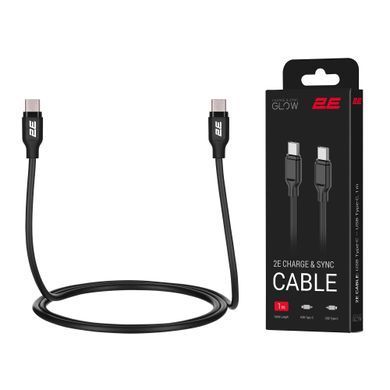 2E Кабель USB-C - USB-C Glow 60W 1m Black 2E-CCCC-BL фото