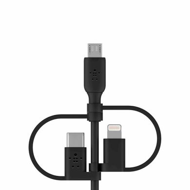 Belkin Кабель USB-A > Lightning/USB-С/microUSB заряджання/синхронізації, 1м, чорний CAC001BT1MBK фото