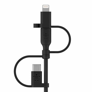 Belkin Кабель USB-A > Lightning/USB-С/microUSB заряджання/синхронізації, 1м, чорний CAC001BT1MBK фото