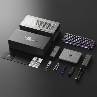 GravaStar Клавіатура магнітна Mercury V60 Pro 60keys, GravaStar Blackcore, USB-A, 8k,RGB, Interstellar Silver GSV60PRO_XTAL_BLK фото