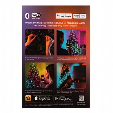 Twinkly Гірлянда Smart LED Twinkly Strings Candle RGB 200 IP20 12м USB-C кабель прозорий без БЖ TWKC200RGB-T фото