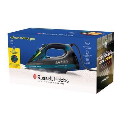 Russell Hobbs Праска Colour Control Pro, 2400Вт, 380мл, паровий удар -185гр, самоочищення, індик.температури, керам. підошва, синій 27280-56 фото
