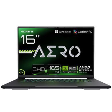 Gigabyte Ноутбук AERO X16 16.0 QHD+ 165Hz, AMD Krachen R7, 16GB, F1TB, NVD5060-8, W11, черный AERO_X16_1VH93UAC94AH фото