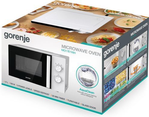 Gorenje Мікрохвильова піч, 17л, мех. керув., 700Вт, дисплей, білий MO17E1WH фото