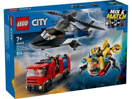 LEGO Конструктор LEGO City Ремікс вертольотів, пожежних машин і підводних човнів 60462 фото