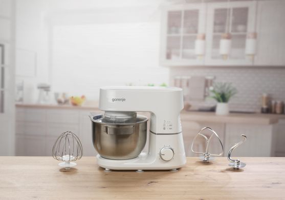 Gorenje Кухонная машина 800Вт, чаша-металл, корпус-металл, насадок-3, белый MMC800CW фото